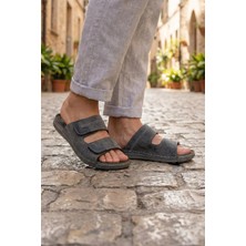 Gezer Naturela Comfort Erkek Yazlık İç Taban Hakiki Deri Çift Cırtlı Ayarlanabilir Rahat Taban Günlük Terlik