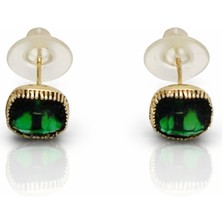 Mavika Jewellery 14K Gold Plated Green Misto Stud Küpe