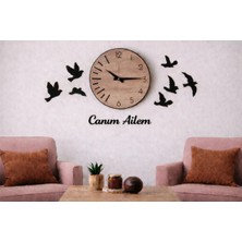 Duvar Saati 40 cm Kuşlar 8 Adettir Canım Ailem Temalı NO100