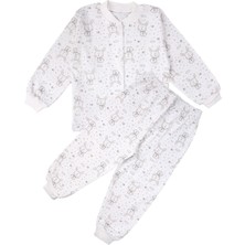 by BebekOdam Kız Çocuk Ekru Tavşan Desenli Çıtçıtlı Pijama Takımı - 1016600