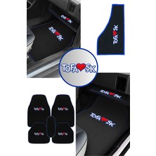 Tusba Market Tofaş Doğan Şahin Kartal Oto Halı Paspas & Torpido Alt Sehpa Halısı - Nakış Işleme Mavi Şeritli