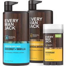 Every Man Jack Sandalwood ve Coconut Vanilya Vücut Yıkama ve Deodorant Seti