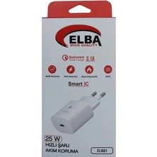 Elba ELB42-25WPD Beyaz 25W Şarj Kafa+ iPhone Uyumlu Kablo