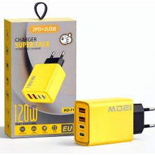 Mozı 120W Süper Hızlı Şarj Adaptörü 4 Port (2 Type-C Pd + 2 USB Qc 3.0) – Siyah & Beyaz