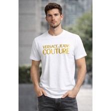 Versace  Varak Harfli Bisiklet Yaka Organik Pamuklu T-Shirt