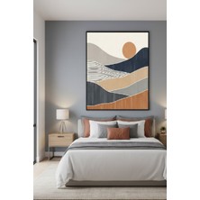 Safir Design Iskandinav Stili Terrakotta ve Lacivert Renkli Çerçeveli Dekoratif Tablo