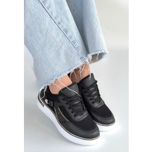 Zerenyus ZRNE-003 Premium Siyah Bağcıklı File Detaylı Kadın Sneaker
