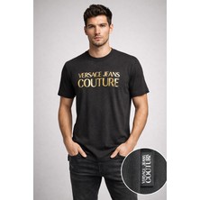 Versace  Varak Harfli Bisiklet Yaka Organik Pamuklu T-Shirt