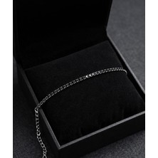 Su Yolu Siyah Zirkon Taşlı 925 Ayar Gümüş Bileklik