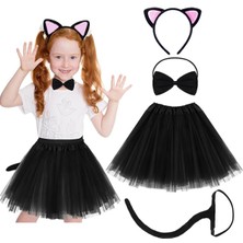 Epilons Pembe Kedi Kulak Taç, Etek, Kuyruk ve Papyon Seti