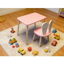 hepeğitim Ahşap Ders Çalışma Masası - Çocuk Aktivite Masası - Pembe