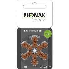 Phonak 312 Numara Kulak Cihazı Pili (10 Paket x 6 Adet = 60 Adet)