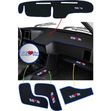 Tusba Market Tofaş Şahin Doğan Kartal Mavi Kenarlı Alçak Torpido Koruma & Vites Konsol Yan Halı & Sehpa Örtüsü