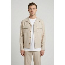 Giotelli Bej Roma Kalıp Keten Karışımlı Ceket Yaka 6 Drop Tam Astarlı Erkek Takım Elbise