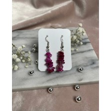 Meneva Aksesuar Okyanus Esintili Mor Doğal Taş Küpe