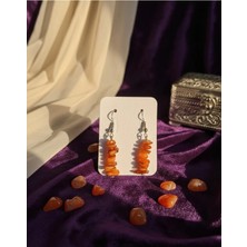 Meneva Aksesuar Turuncu Doğal Taş Küpe