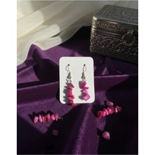 Meneva Aksesuar Pembe Doğal Taş Küpe