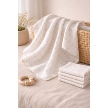 Çok Amaçlı Müslin Örtü, Yenidoğan Bebek Battaniyesi, Müslin Bez, Bej Puantiyeli