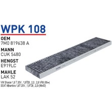 Wunder Filter Vw Sharan 1.8t 20V, 1.9tdı, 2.0, 2.8 Vr6 (95-) Uyumlu Polen Filtresi Wpk 108