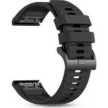 CaseOnn Garmin Fenix 6s Solar Quick Fit Uyumlu Yedek Silikon Kordon Siyah