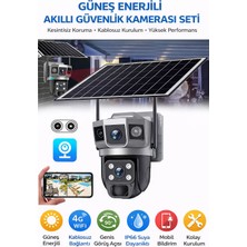 Blue İnter Sım Kartlı 4g Çift Kameralı Güneş Enerjili Güvenlik Kamerası IP66 360° Mobil Bildirimli