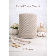 Triko Bebek Battaniyesi, Bej, 80X90 Cm, Geometrik Desenli, Solmaya Dayanıklı, Yenidoğan Örgü Battaniye