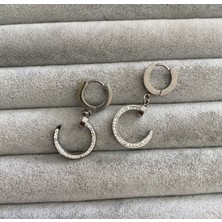 Pink Taşlı Çelik Küpe