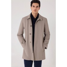 Sabri Özel Vizon Slim Fit Dik Yaka Fermuarlı Erkek Trençkot