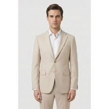 Giotelli Bej 6 Drop Polyester Viskon Karışımlı Elastan Içerikli Erkek Takım Elbise