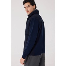 Sabri Özel Lacivert Regular Fit Dik Yaka Yün Karışımlı Triko Mont