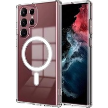 Darkom Samsung Galaxy S22 Ultra Kılıf Magsafe Uyumlu Sert Pc Şeffaf Sararmayan Kamera Korumalı Lüks Kılıf