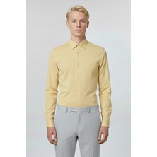Sabri Özel Giotelli Sarı Slim Fit %100 Pamuk Çizgili Düğmeli Yaka Erkek Gömlek