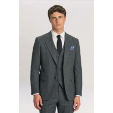 Giotelli Haki Yelekli 8 Drop Polyester Viskon Karışımlı Erkek Takım Elbise