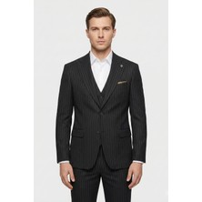 Giotelli Siyah Yelekli 8 Drop Polyester Viskon Karışımlı Erkek Takım Elbise