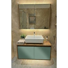 Adn Design Banyo Dolabı-Asma 2 Kapaklı-Lavabosuz Ahşap- Mdf 85 cm Alt Dolap -Mdf Aynalı Üst Dolap
