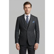 Giotelli Antrasit Yelekli 8 Drop Polyester Viskon Karışımlı Erkek Takım Elbise