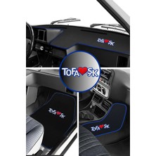 Tusba Market Tofaş Şahin Doğan Kartal Alçak Göğüs - Oto Paspas & Torpido Halısı & Vites Konsol Halı – Mavi Kenar