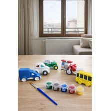 AkanArt Studio 6 Parça Araba Boyama Seti – Hobi & Eğitici Boyama Kiti (Boya ve Fırça Dahil)