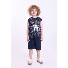 Mixima Örümcek Adam Baskılı Kolsuz 3-6 Yaş Erkek Çocuk Oversize Şortlu Yazlık Takım
