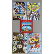 Ada Çanta Kırtasiye 4 Adet Stickerli Boyama Kitabı ve 24'lü F.c.kuru Boya Kalemi (Roblox/sonic3/pawpatrol/labubu)