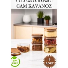 Penthouse 6 Adet 300ML. Akasya Kapaklı Cam Kavanoz Seti / Kahvaltılık / Sosluk