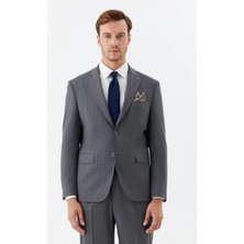 Sabri Özel Erkek Gri Dar Kesim Slim Fit Yünlü Dokuma Normal Bel 6 Drop Takım Elbise