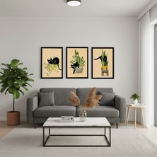 Bfm Dijital Baskı Merkezi “yaramaz Kedi Serisi 3 Parça Mdf Çerçeveli Tablo – Salon ve Oturma Odası Dekoru”