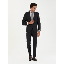 Cacharel Erkek Siyah Slim Fit Yün Karışımlı Mikro Desenli Takım Elbise 50272937-VR046