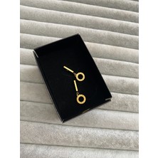 Pink Roma Rakamlı Gold Çelik Küpe
