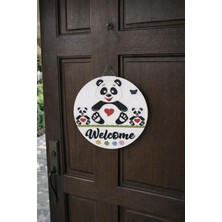 Panda Temalı Welcome Yazılı Kapı Süsü NO16