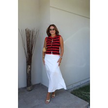 Purple By Banu Beyaz Saten Etek