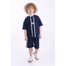 Mixima Şeritli ve Aksesuarlı 3-6 Yaş Oversize Erkek Çocuk Şortlu Yazlık Takım