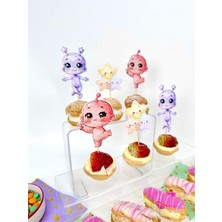 Fluparty Little Alien - Minik Uzaylı Temalı Kapkek Süsleri (12 Adet)