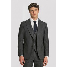 Giotelli Antrasit Yelekli Crt 6 Drop Yün Karışımlı Erkek Takım Elbise